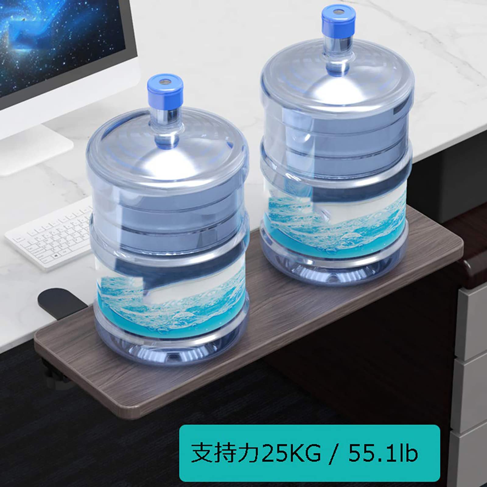 クランプ式キーボードトレイ 25.2x9.5inch 鉄製 ブラック デスクエクステンダー 人間工学設計 簡易設置..