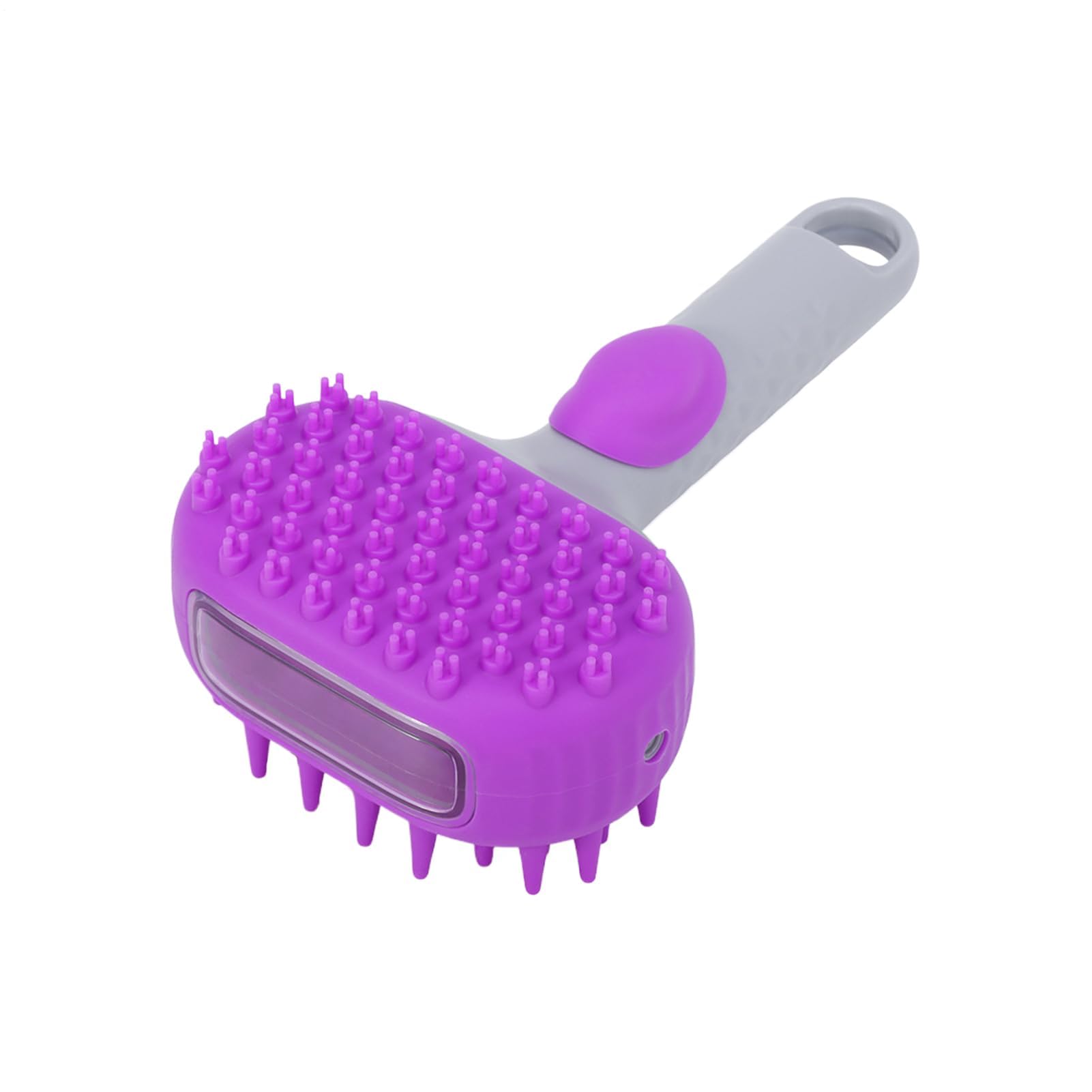 ペット用スチームブラシ スチーム付き ダブルサイド タ防止 コームマッサージャー 短毛長毛対応 メタルカラー (紫)