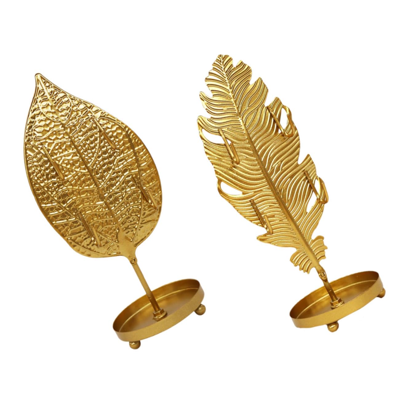 ジュエリーディスプレイスタンド 2個セット – 葉形デザイン 鉄製 リングネックレス収納 デスクトップラック ヨーロピアンスタイル(3)