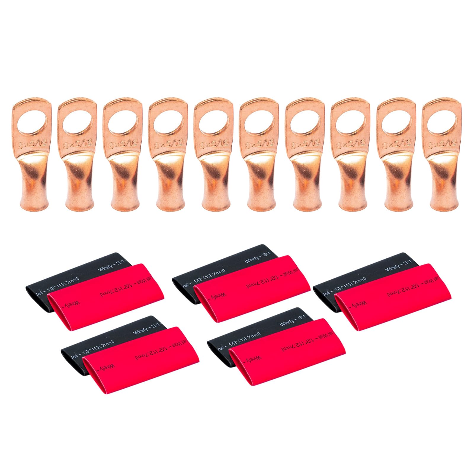 ヘビーデューティ錫メッキ銅線ラグ ULアイレットリング圧着銅端子コネクタ ヒートシュリンクチュービン..