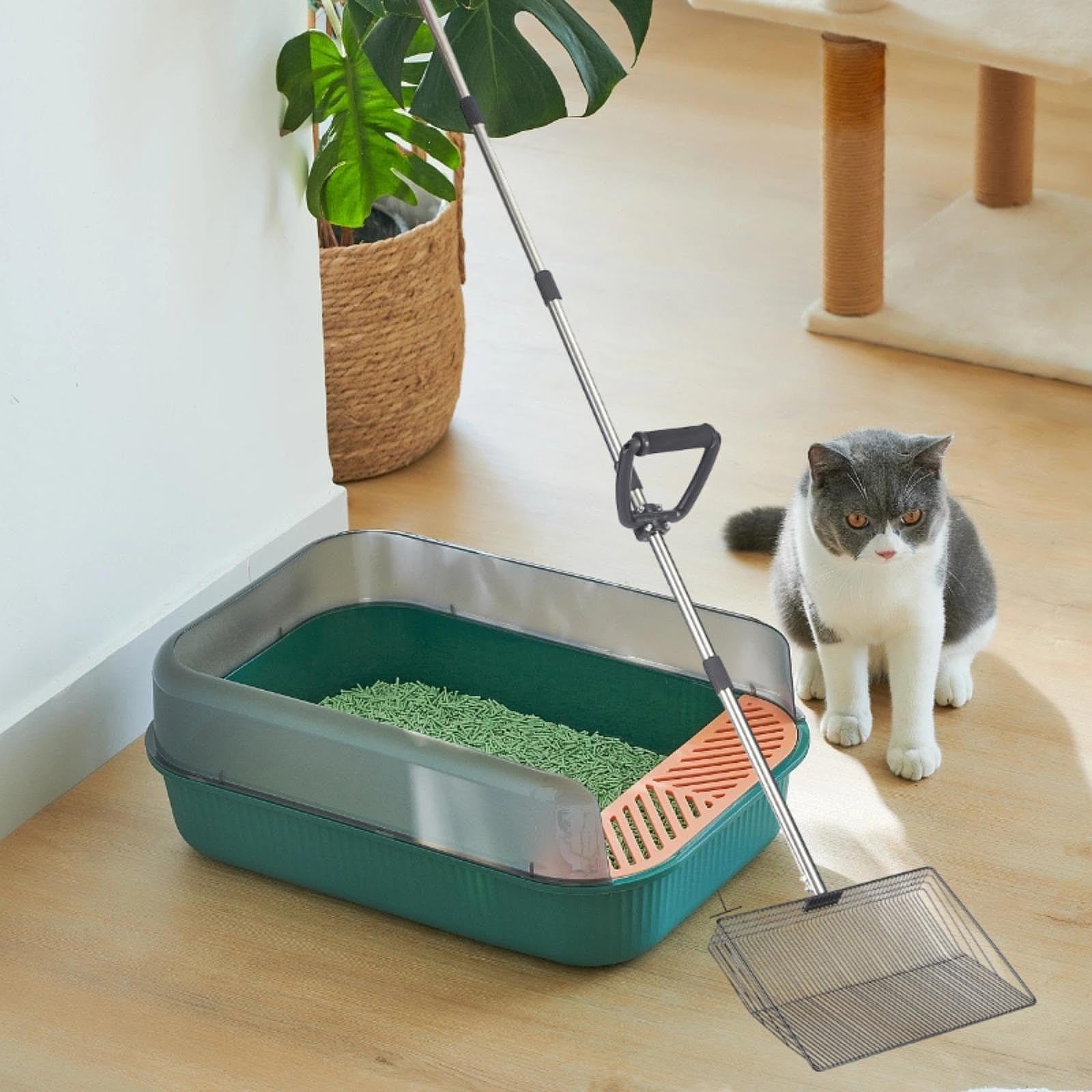 猫用トイレスコップ ふるい 多用途 取り外し可能 シンプル お手入れ簡単 ふるい分けメッシュ スペード ..