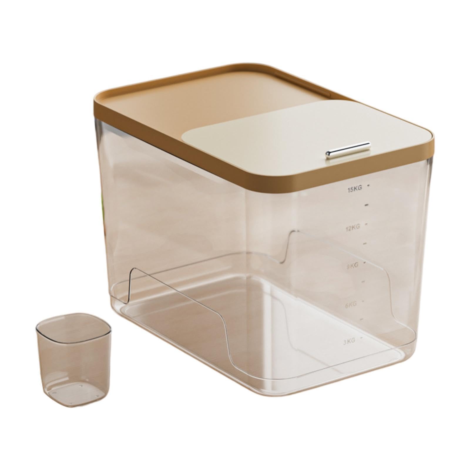 ライスバケツ 米貯蔵容器 ポータブル 多目的 透明窓 食品容器 穀物容器 ナッツ 小麦粉 農家用, M