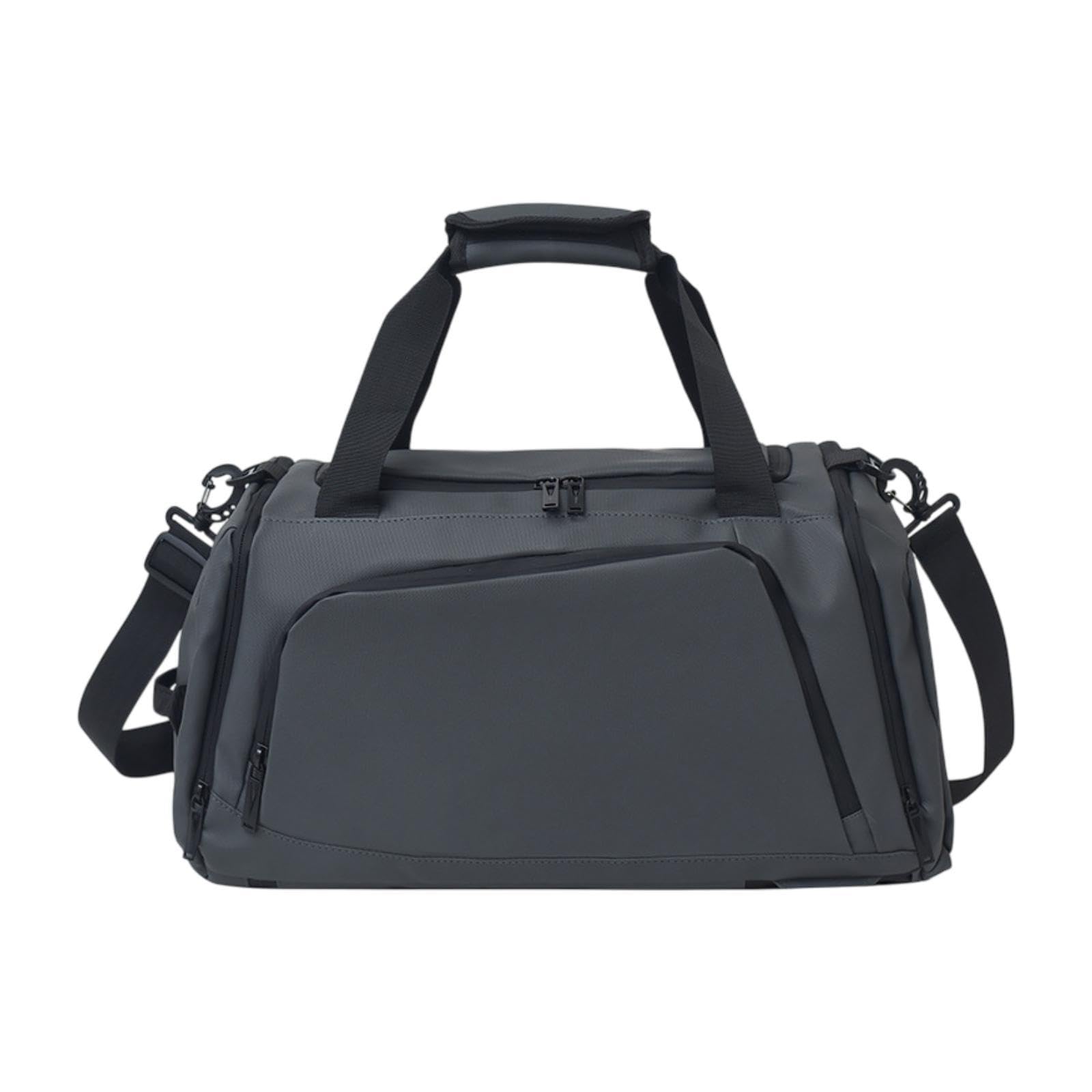 [] ジム用ダッフルバッグ、靴収納付きの旅行用キャリーバッグ, 黒