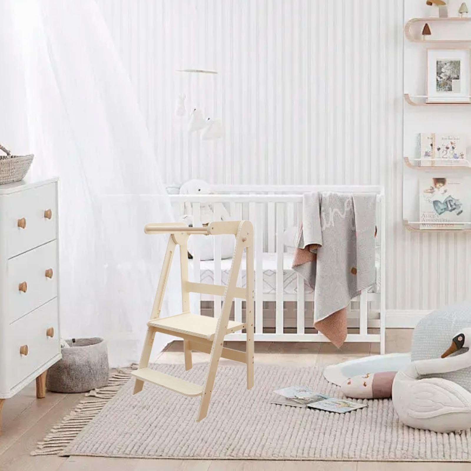 子供用キッチンステップツール、折りたたみ式の木製タワー、幼児向け