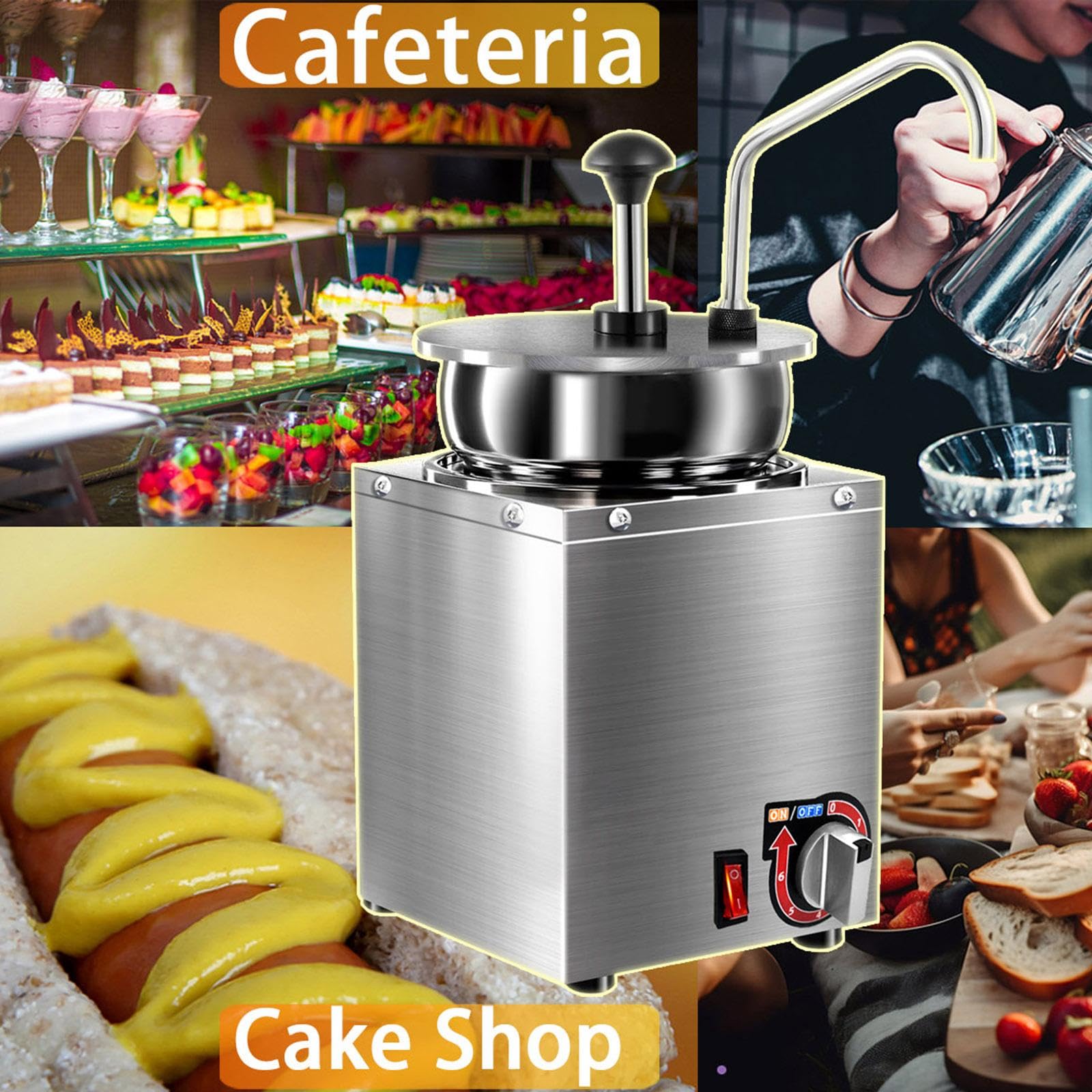 ナチョチーズディスペンサー キャラメルピーナッツバタートマト用電気フードウォーマー