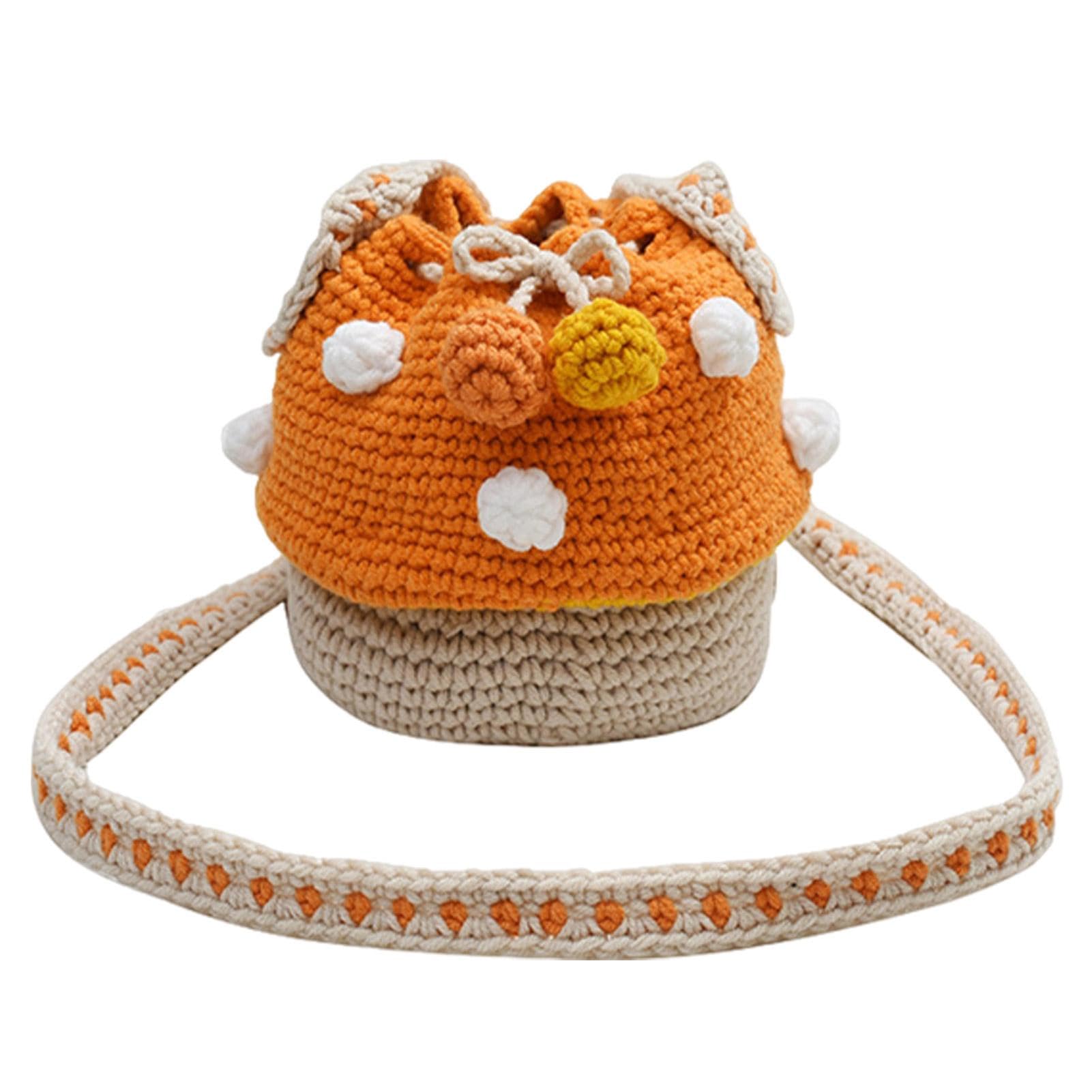 マッシュルーム ショルダーバッグ、女性用マッシュルーム バッグ - メッセンジャーバッグ,ニットショルダーバッグ ニット小銭入れ 多機能 女性用(3)