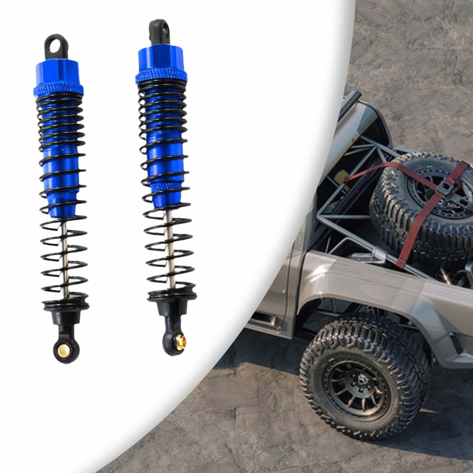 2x 金属ショックアブソーバー RC ダンパー、108004 1/10 スケール交換用金属スプリングスペアパーツ, 青