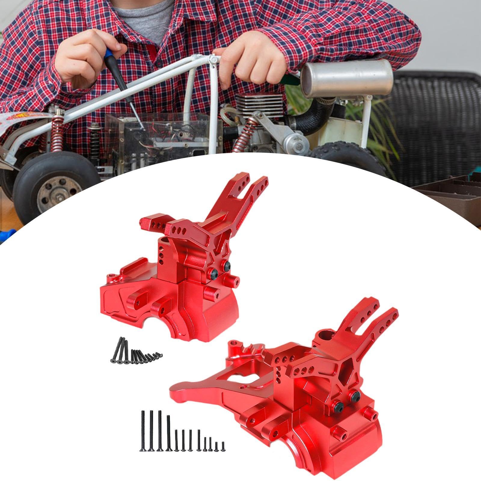 メタルギアカバーシェルフロントとリア、堅牢なギアハウジング、1/10 1/8 RCカートラック用アップグレードパーツ、DIYアクセサリーと交換, 赤