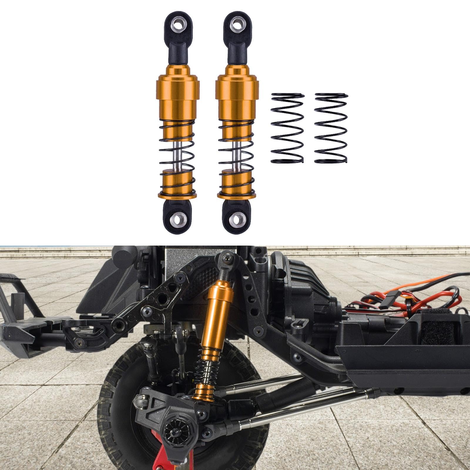 2個 1:10スケール RCカーショックアブソーバー メタルスプリング アップグレードパーツ アクセサリー ..