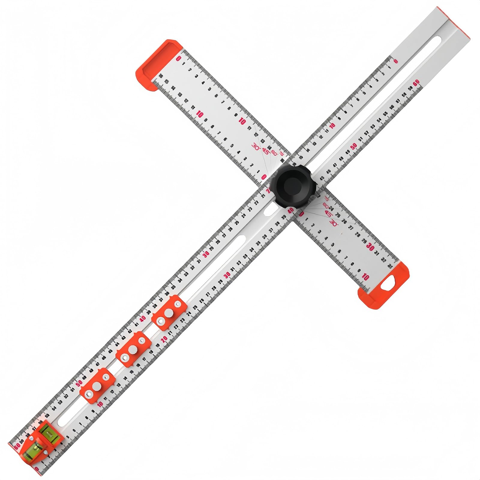 大工多機能二合一パンチ定位定規組合せ角尺丁字定規T型定規引手パンチ定規3つのスライダ付き (ホワイト..