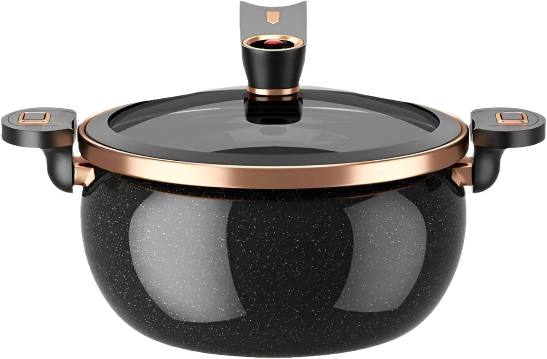 低 圧力鍋 5L 7L ガラス蓋付き セラミック製ホーロー鍋 微圧ホーロー鍋 ガス火/IH対応 3-6人 25cm/ 4-8..