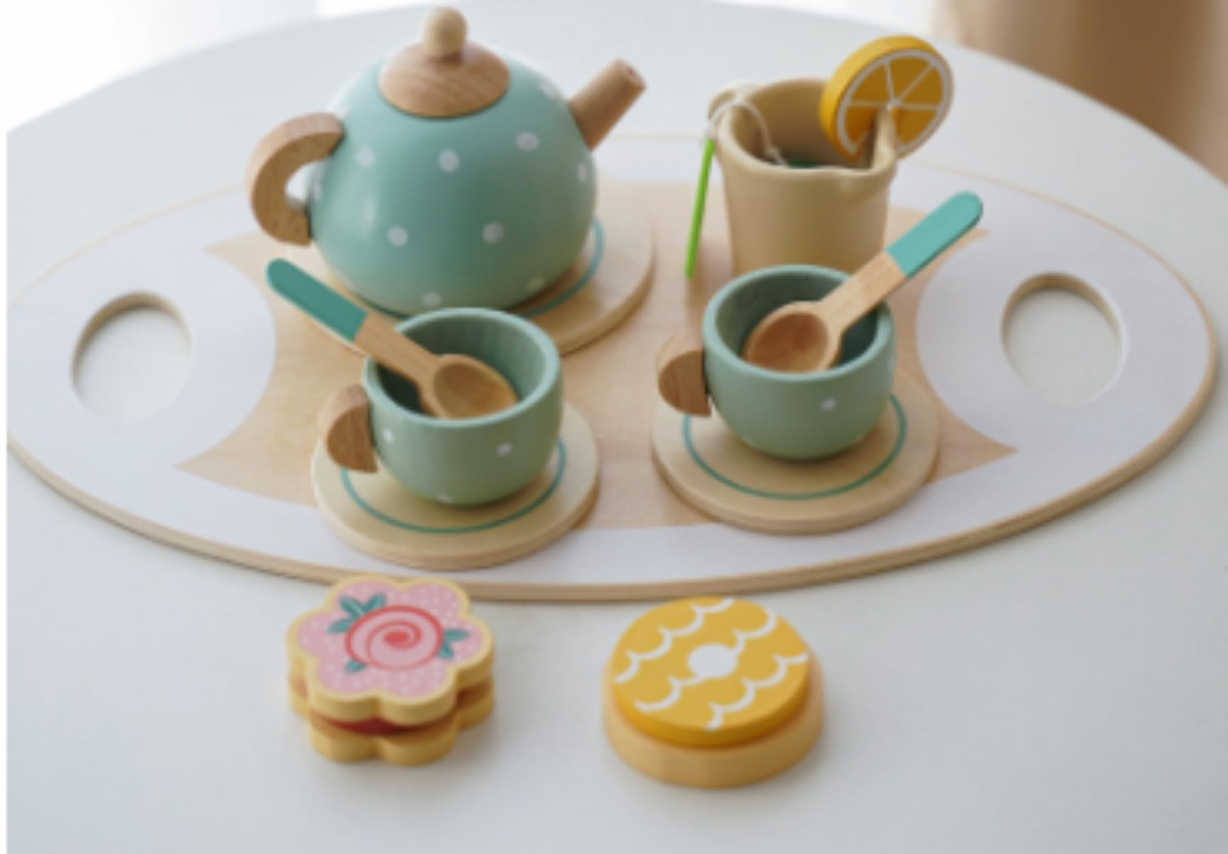 木製アイスキャンディーとキッチンアクセサリー付き子供用アイスクリームプレイセット, ピンク (B)