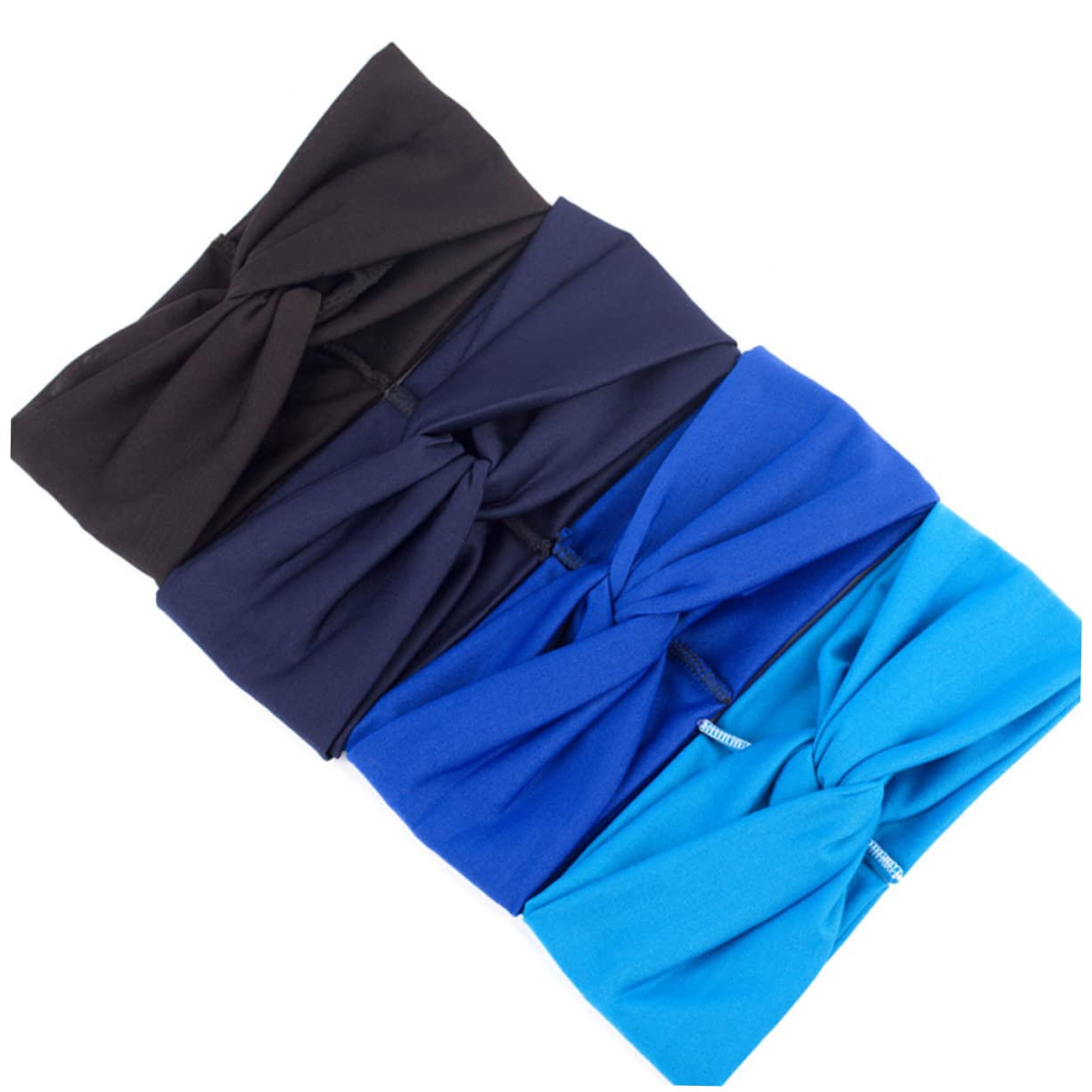 4個レディース 差デザイン ヘアバンド 用 ヘッドバンド 青 紺 各 耐(3)