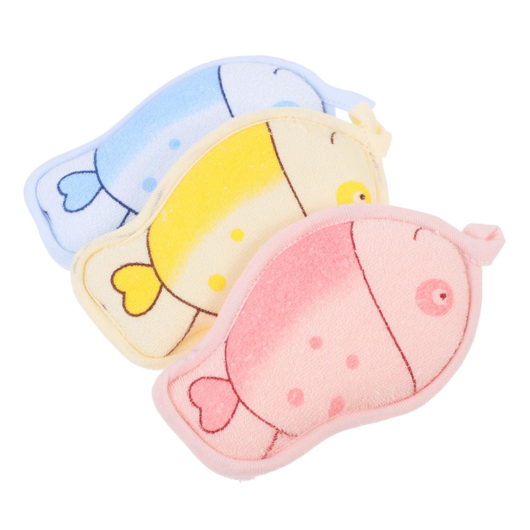 3個 ベビーバスコットン ウォッシュスクラバー キッズベビースポンジ ベビーシャワーのバススポンジ ベ..