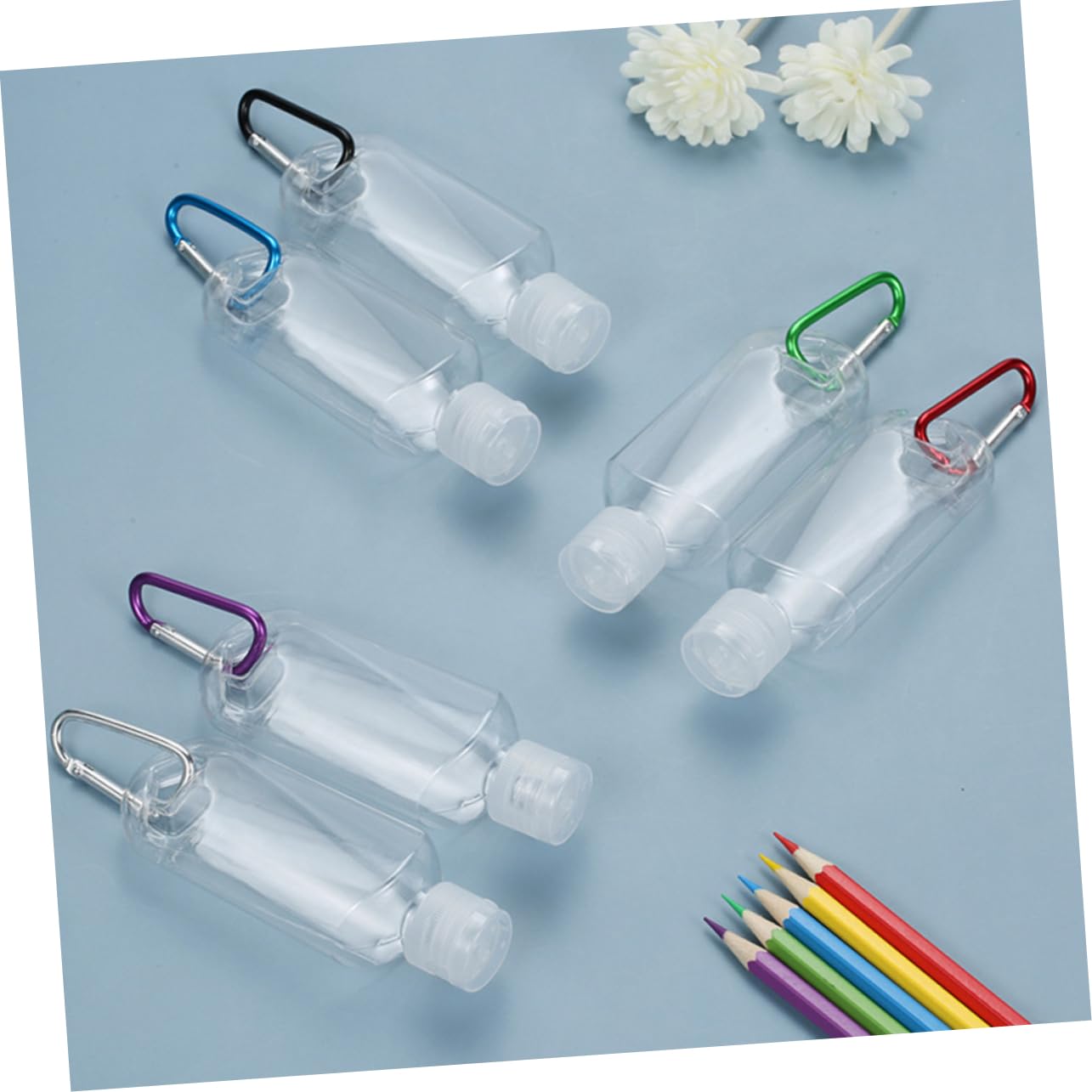 8pcs キーチェーンボトル 付 トラベルコンテナ 耐久性 ランダムカラー