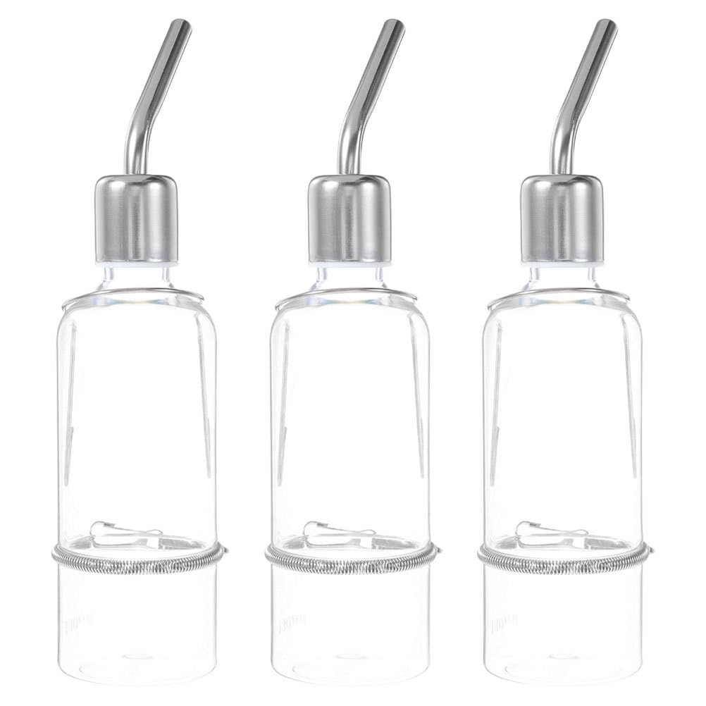 ウサギ用ウォーターボトル3個：180ml 軽量ペット用給水器（小動物用） - 猫、犬、ウサギ用 液だれしないステンレスボトル(3)