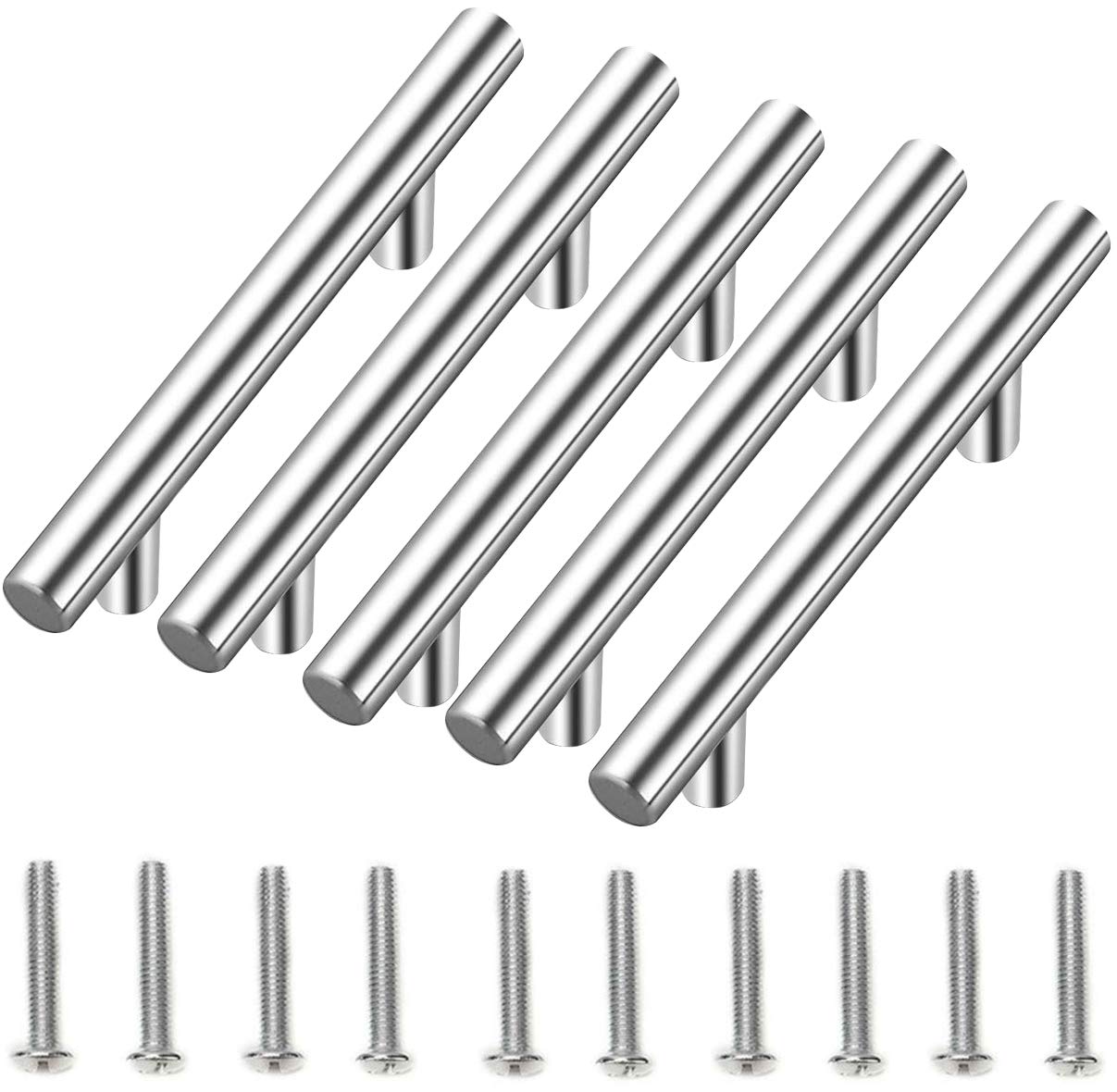 食器棚ドア取手引き出し持ち手キャビネット引き手取っ手プルハンドル5個 (64mm, シルバー)