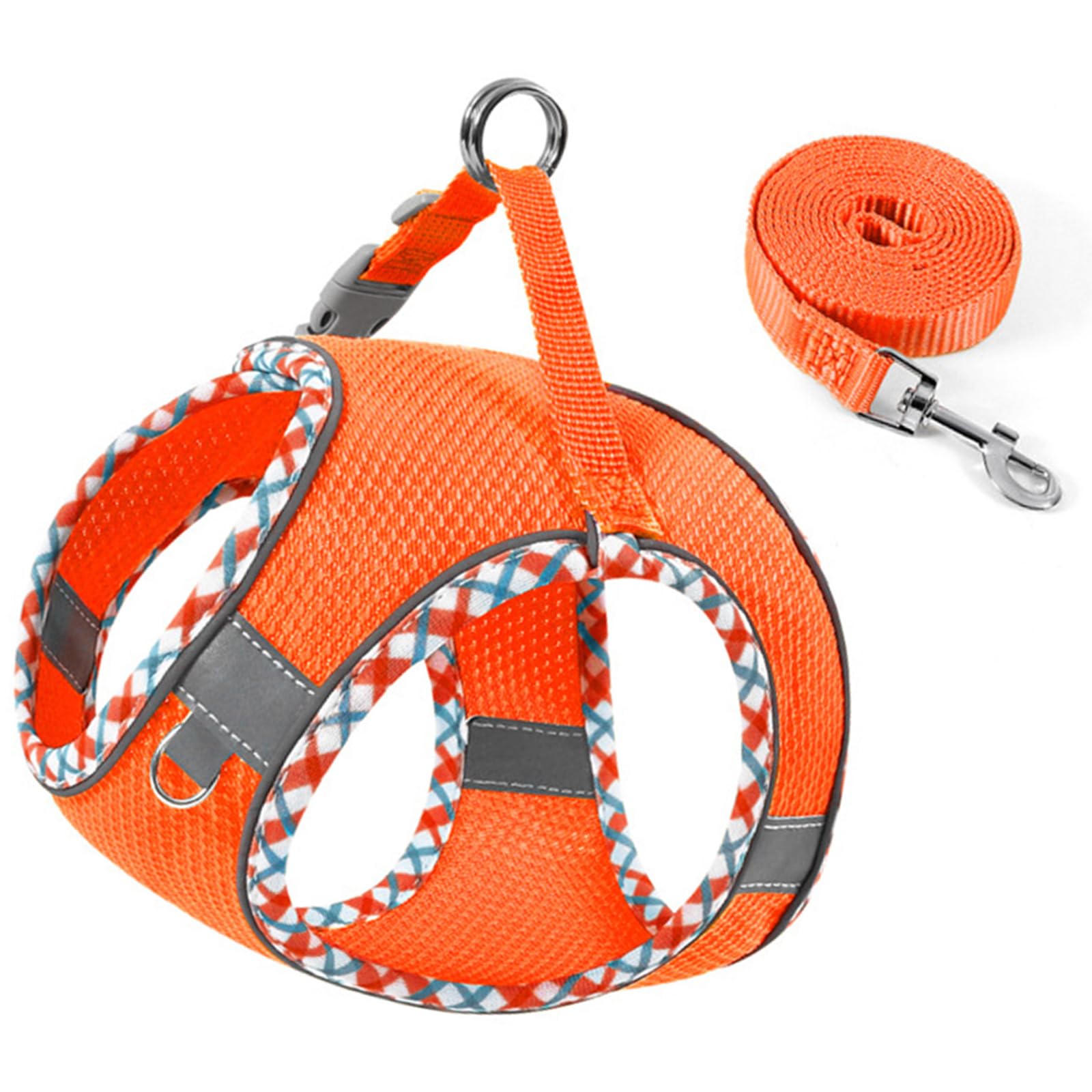 小型犬 猫 中型犬 ハーネス リードセット 牽引ロープ 胸当て 胴輪 ドッグウエア 反射光ストリップ付き ..