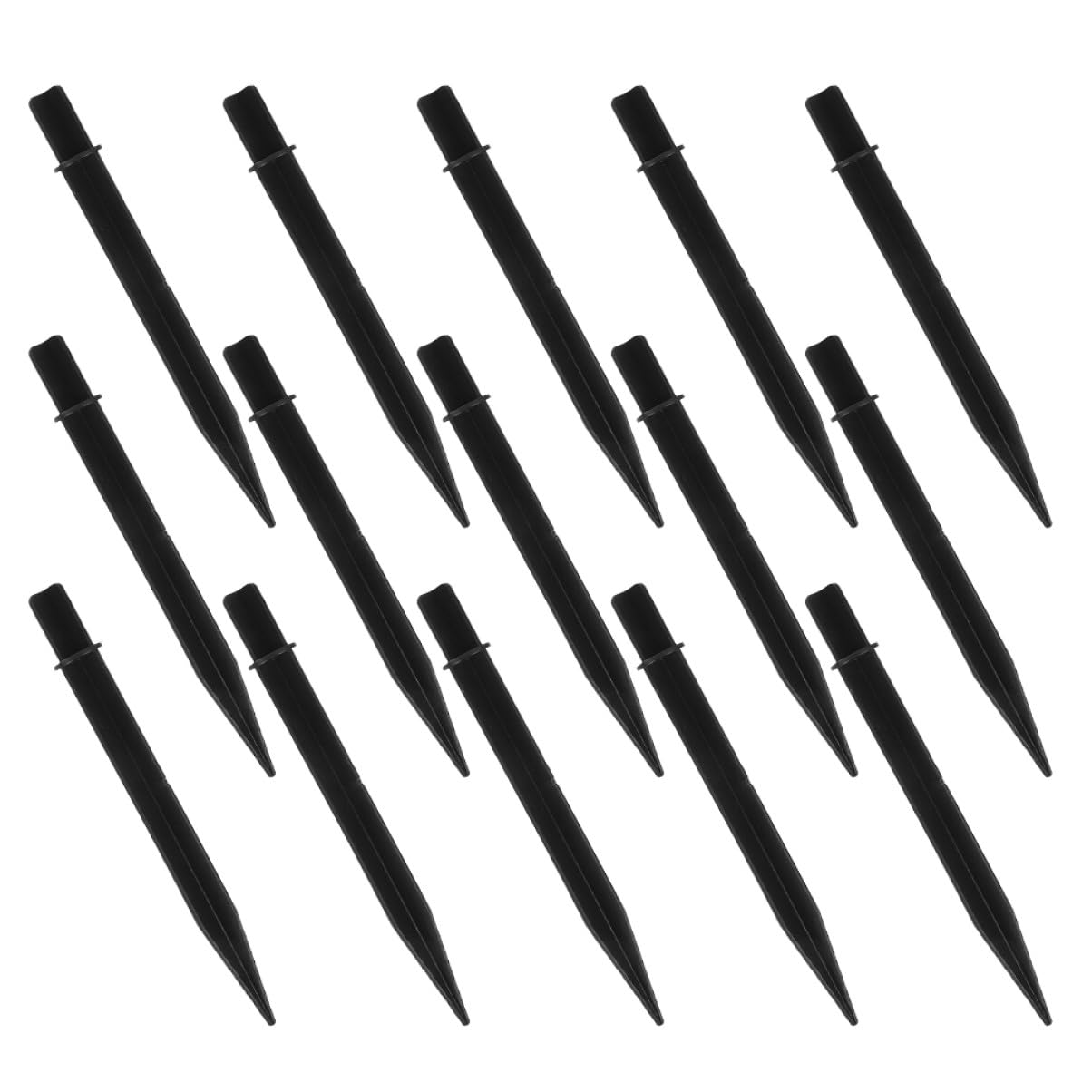 15個ブラックプラスチック地面スパイク 耐候性ラウンドチューブ型(3)