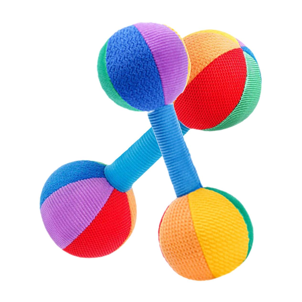 2個 ベビーグリップトレーニングおもちゃ 柔軟なダンベル型ラトル 新生児向け多機能感覚 携帯便利で握るだけで音が出る ちゃんの視