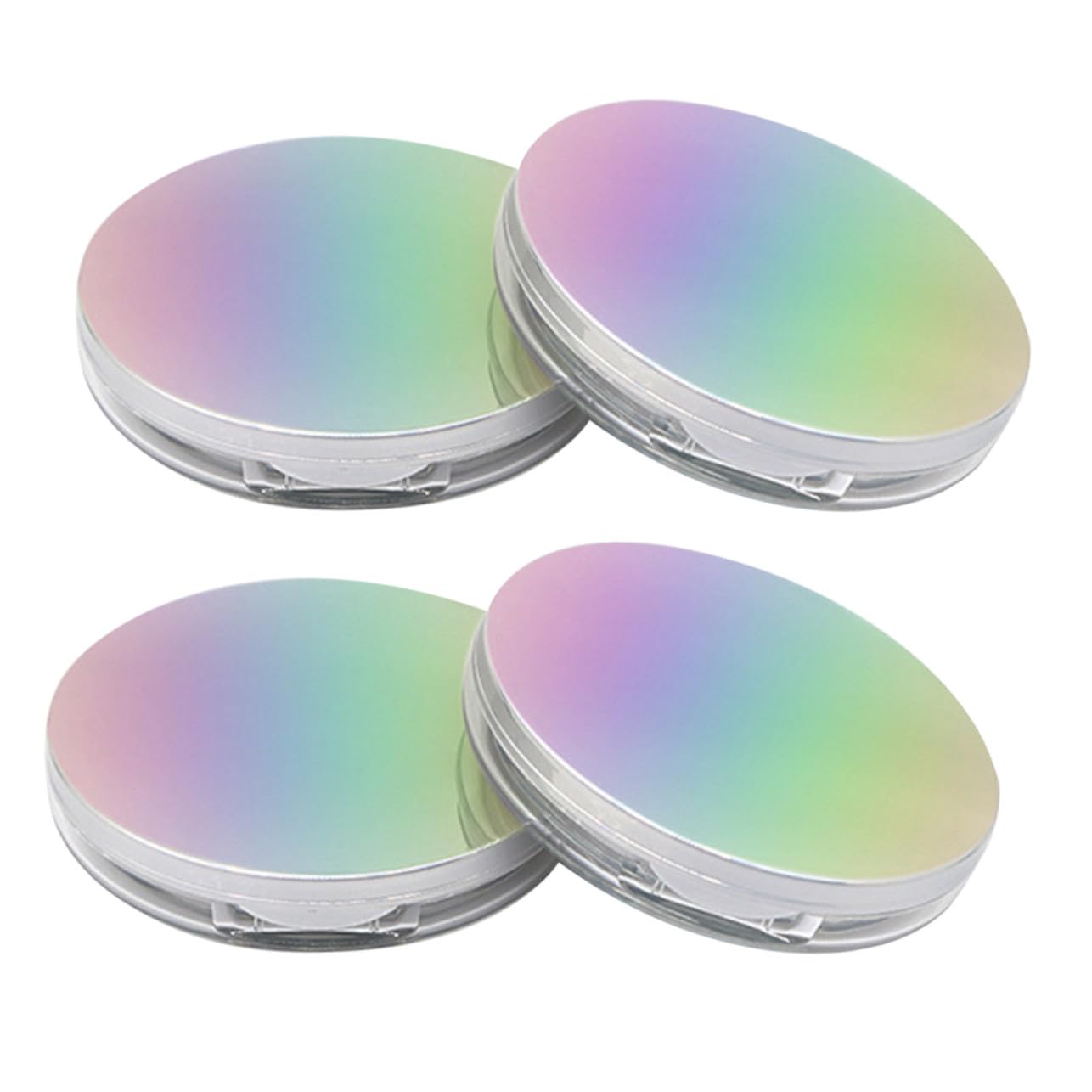 4個超薄型携帯用散粉容器 弾力ネット付きコントパウダーケース コンパクトメイク収納 持ち運び便利で精..