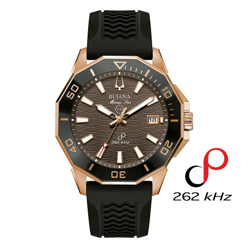 正規品 マリンスター シリーズ  98B421 ブローバ BULOVA クオーツ 月差±5秒 20気圧防水 ローズゴールド色ケース シリコンラバーバンド ラッピングサービス