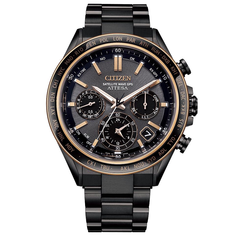 正規品 CITIZEN シチズン アテッサ GPS サテライトウェーブ ブラックチタンモデル CC4074-61W ピンクゴールド色 エコドライブ ソーラー 衛星電波時計 チタン 送料無料 バンド調整サービス ラッピングサービス