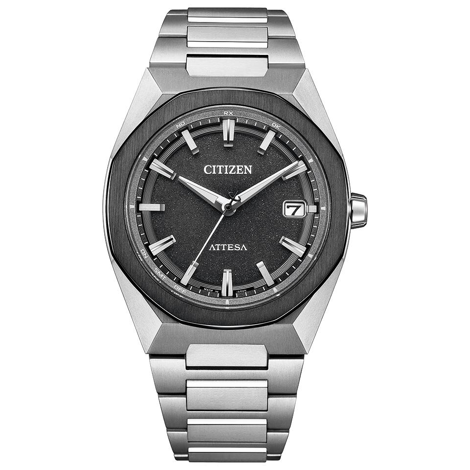 楽天ツキウ時計店国内正規品　CITIZEN　シチズン　アテッサ　ACT Line　CB3044-55E　エコドライブ　ソーラー　電波時計　チタン　黒文字盤　オクタゴン　八角形ベゼル　最長5年保証　送料無料　バンド調整サービス　ラッピングサービス