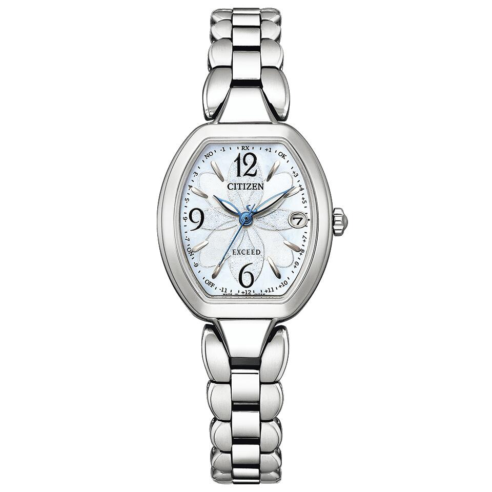 国内正規品　シチズン　CITIZEN　エクシード　EXCEED　レディース　ES9480-56W　 電波時計　エコドライブ　ソーラー トノー型 白蝶貝文字板　チタン　最長5年保証　バンド調整サービス　ラッピング無料