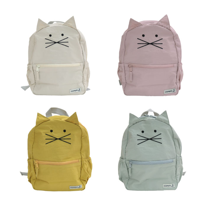 stample スタンプル ネコリュック　ナイロン リュックサック 子供用 猫 ねこ 入園入学 遠足 バック 子供用リュックサック 男の子 女の子 こども 子供 子ども 軽量 かわいい おしゃれ オシャレ 通園バッグ エコバック リュック 春 e6038のサムネイル
