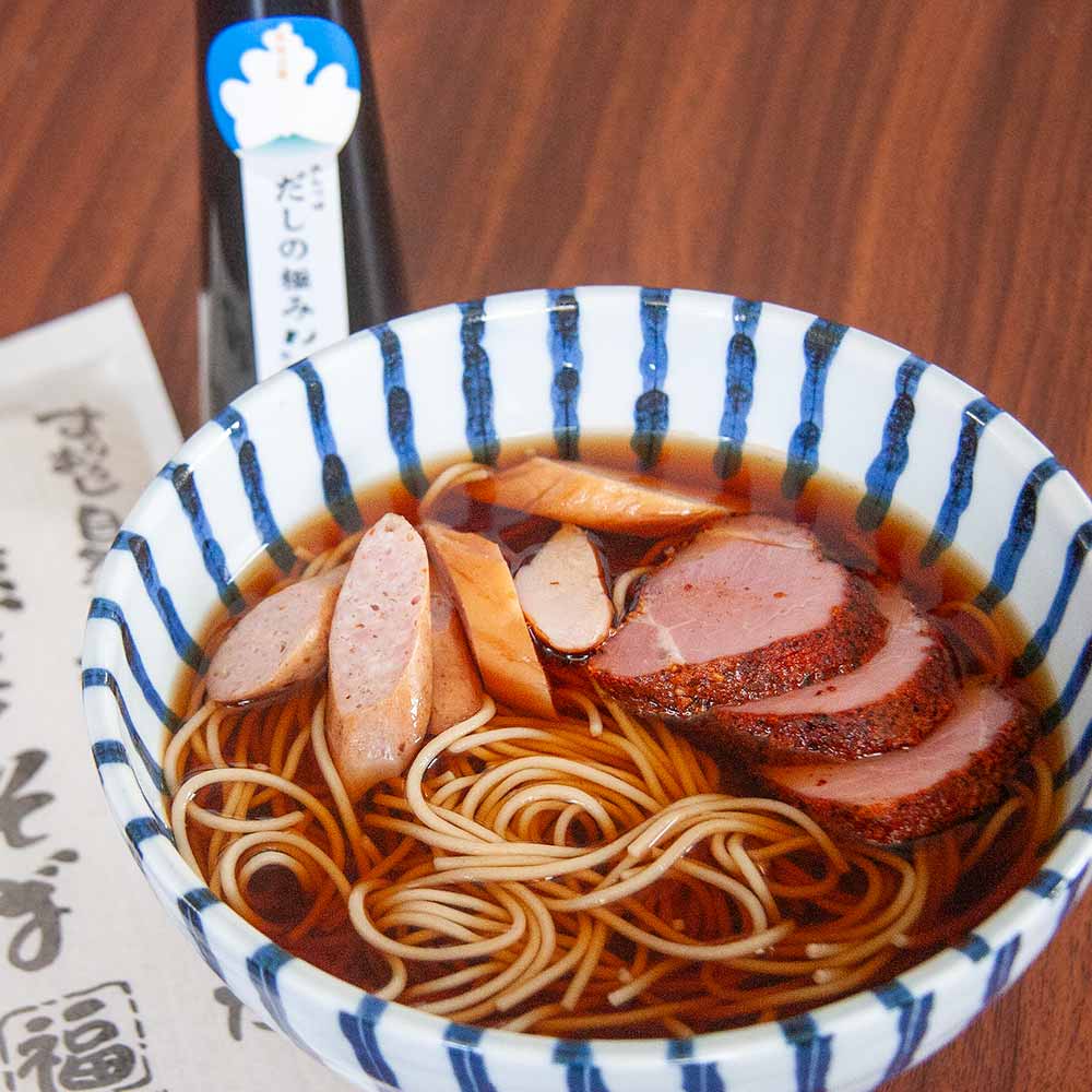 御祝 御礼 内祝 温もりそばと燻製のごちそう膳ギフトセット 送料無料 筑波ハム 常陸の輝き 国産豚 茨城..