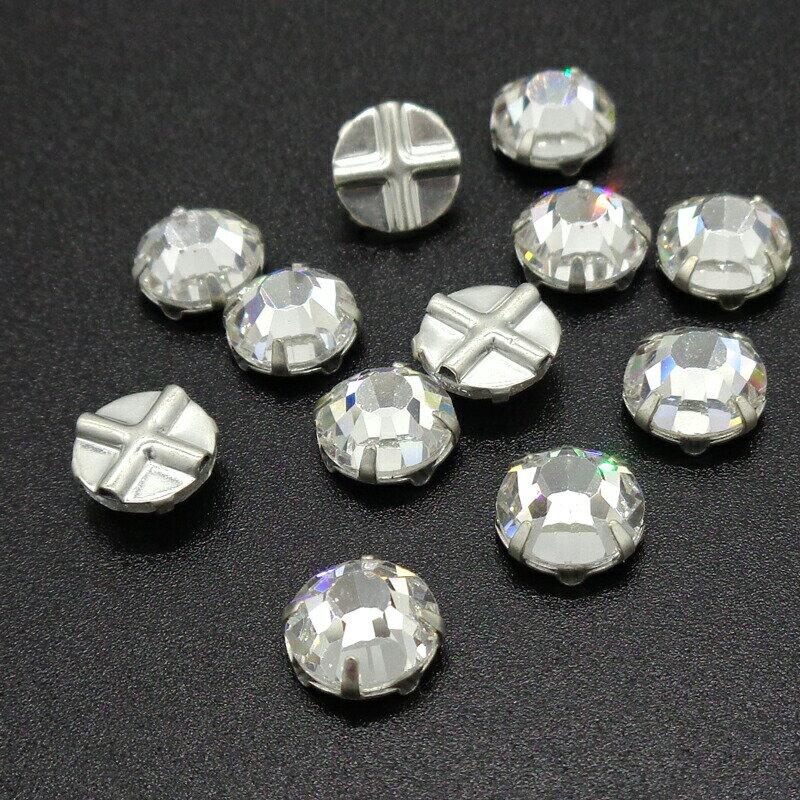 プレシオサ PRECIOSA ローズモンテ クリスタル 銀色メッキ SS30 4個 小袋 セッティングストーン 縫い付けストーン 縫い付け用 ハンドメイド パーツ アクセサリー ビジュー デコパーツ ソーオン ラインストーン フラットバック