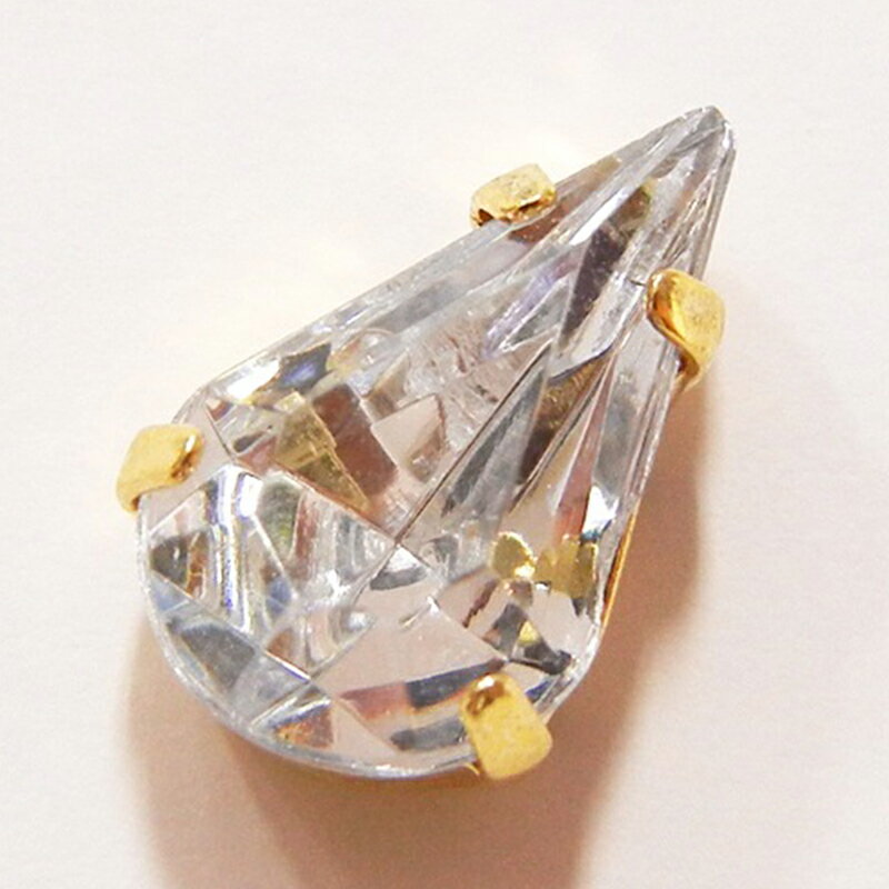 台座付アクリルダイヤパーツ(シズク) P4300 13×7.8 金色 クリスタル 5個 ハンドメイド アクリル製 パーツ素材 軽量 ハンドメイドパーツ ハンドメイド資材