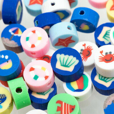 MIYUKIビーズ H3735 ポリマークレイビーズ 海の生き物 Mix 約10mm 10個 少量パック 樹脂粘土 魚 海 マリン 3