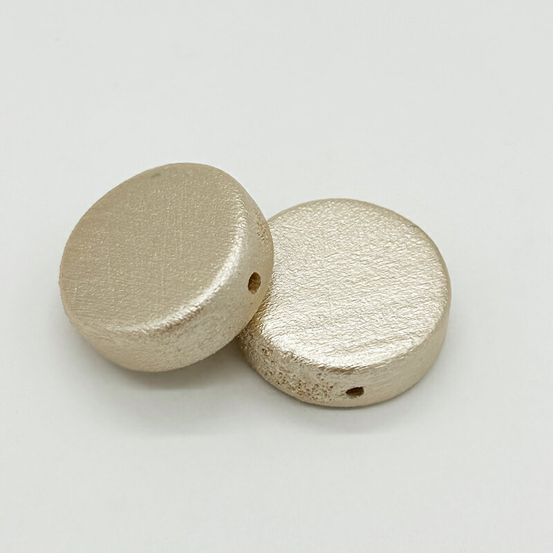 ウッドパール 通し穴 コイン ベージュウッドビーズ ウッドパーツ 木製ビーズ デザインビーズ パール調 ..