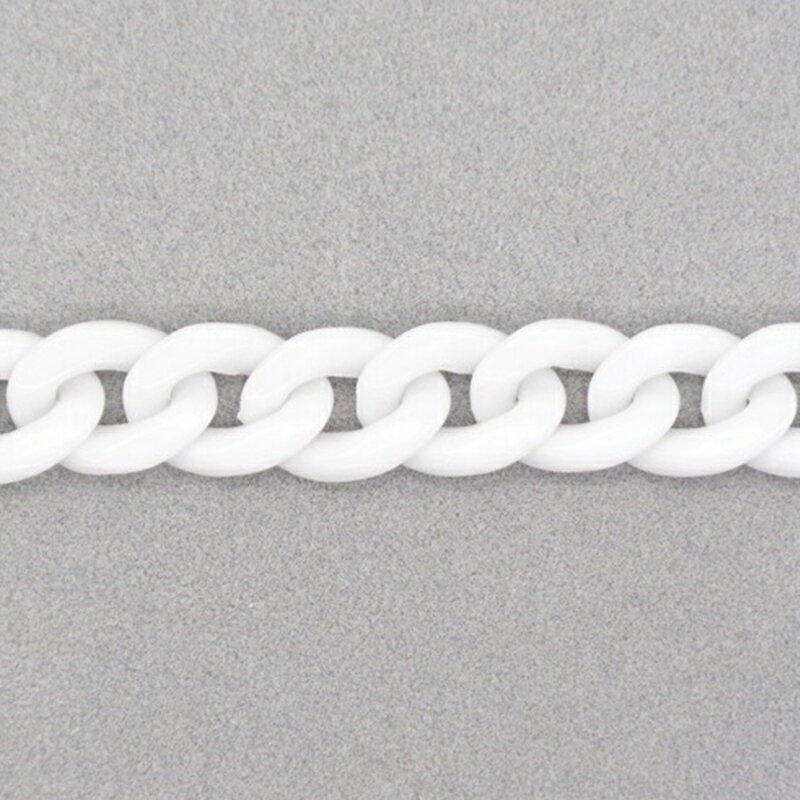 プラスチックチェーン PLC-19 ホワイト 20cm(16コマ) プラチェーン プラスチックチェーン チェーン 楕..