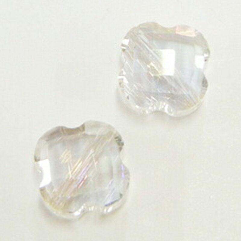 Rakuten - SGストーン クローバー SGCL 01 ムーンライト 10x10x6mm 4個 ガラスビーズ 多面カット 穴あき チャーム パーツ ガラスチャーム ハンドメイドアクセサリー
