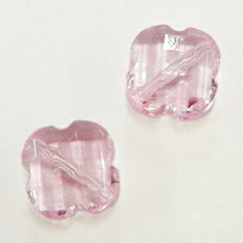 SGストーン クローバー SGCL 08 ライトローズ 10x10x6mm 4個 ガラスビーズ 多面カット 穴あき チャーム パーツ ガラスチャーム ハンドメイドアクセサリー