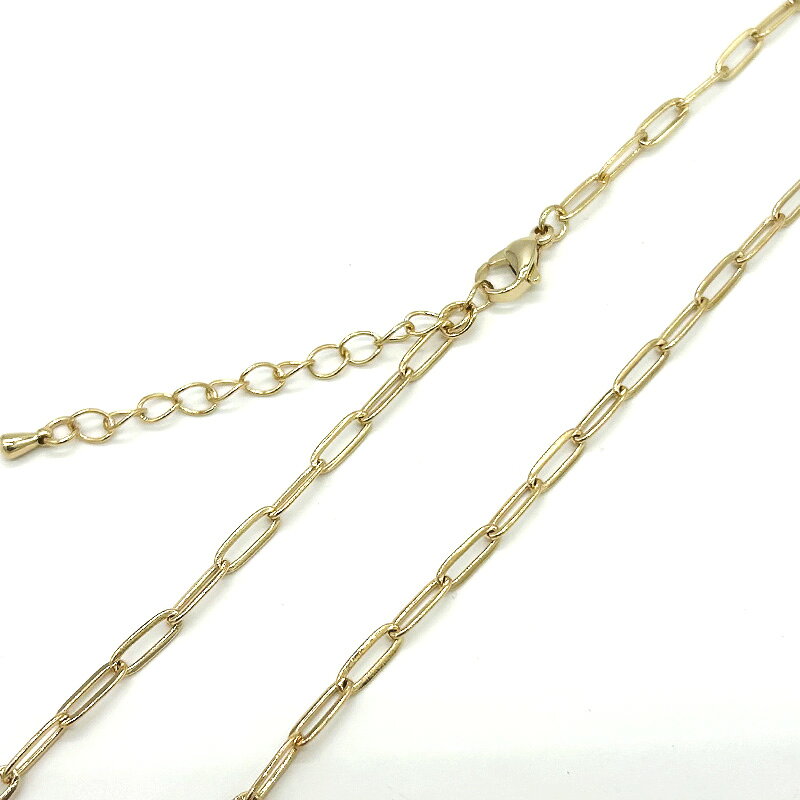ステンレス ネックレス 丸線 小判 チェーン ニッケルフリー 金色 SS050-18 太さ約4mm 全長45cm 1本