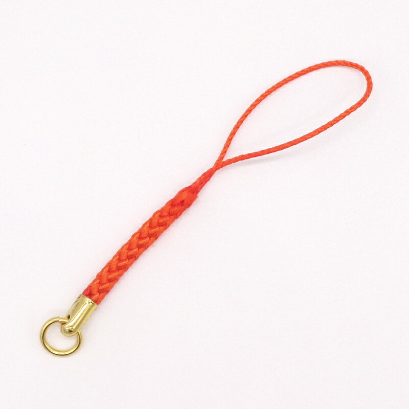 丸カン付根付紐 09BR 濃オレンジ(金メッキ) 約78mm 根付 根付紐 ストラップ ストラップ金具 お守り 神..