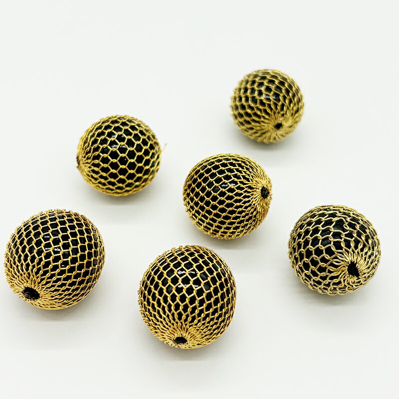 パールメッシュ 通し穴 MESH ブラック 金色 メタルビ－ズ アクセサリーパーツ メッシュボール ビーズ ..