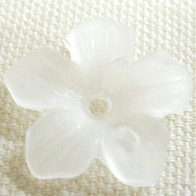 アクリル花 PB216 15mm・1穴 マットクリスタル 4個 フラワーパーツ 花モチーフ 花びらモチーフ アクセサリーパーツ ハンドメイド クラフト材料 手作り 透け感 ハンドメイド材料