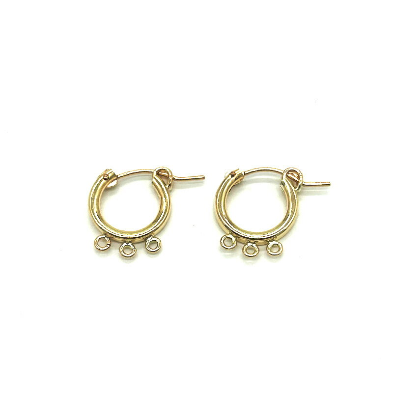 K14 ゴールドフィルド ユーロフープピアス 3カン付き 40115133R 2.3x13mm 1個 フープピアス フープ ピアス