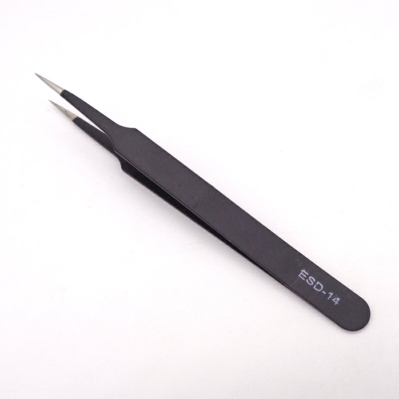 作ろ!ドットコムのピンセット ESD-14 9x125mm 黒 1個 精密 ピンセット 直 ストレート ネイル レジン デコ デコレーション 手芸 つまみ細工 ちりめん細工 パッチワーク ハンドメイド アクセサリー 工具 道具｜アングル2