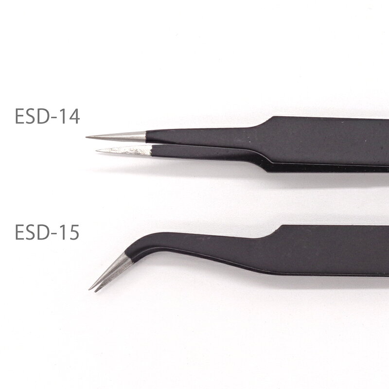 作ろ!ドットコムのピンセット ESD-14 9x125mm 黒 1個 精密 ピンセット 直 ストレート ネイル レジン デコ デコレーション 手芸 つまみ細工 ちりめん細工 パッチワーク ハンドメイド アクセサリー 工具 道具｜アングル3
