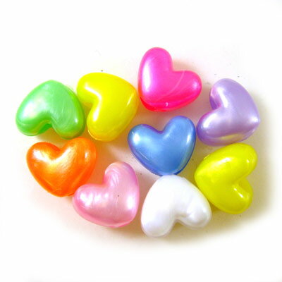 MIYUKIビーズ K4717-3 プラスチックビーズ ハート Mix 10x12mm 20個 3 少量パック スチロール