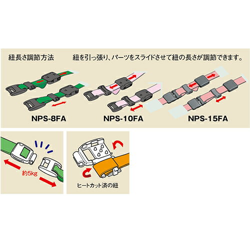 危険防止パーツ 紐調節機能付 NPS-10FA 1セット 平紐用 安全バックル プラスチック 外れる 危険防止 パーツ 縫製加工不要 ネック ストラップ セーフティー バックル 日本製
