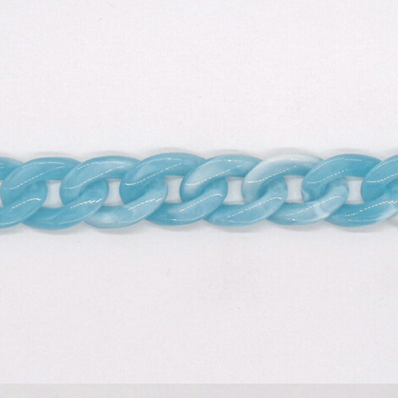 プラスチックチェーン PLC-40 マーブル水色 20cm(16コマ) プラチェーン プラスチックチェーン チェーン 楕円 オーバル キーホルダー アクセサリー 推し活 推しカラー 基礎 デコ カラフル