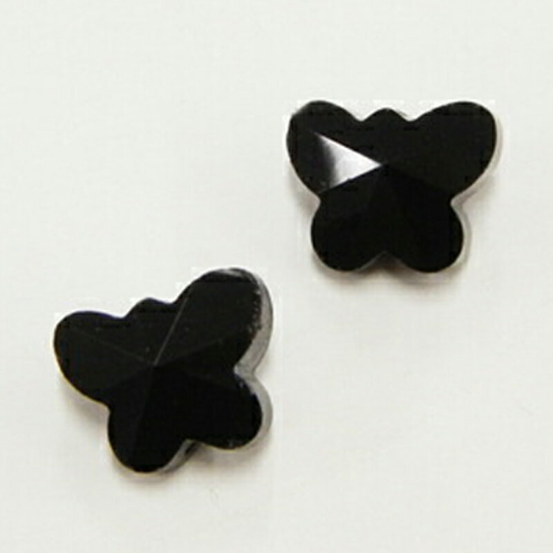 SGストーン 蝶 SGCH 02 ジェット 10x8x6mm 4個 ガラスビーズ 多面カット 穴あき チャーム パーツ ガラスチャーム ハンドメイドアクセサリー