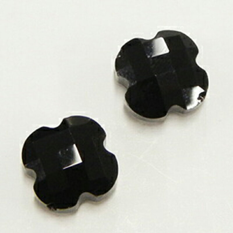 Rakuten - SGストーン クローバー SGCL 02 ジェット 10x10x6mm 4個 ガラスビーズ 多面カット 穴あき チャーム パーツ ガラスチャーム ハンドメイドアクセサリー